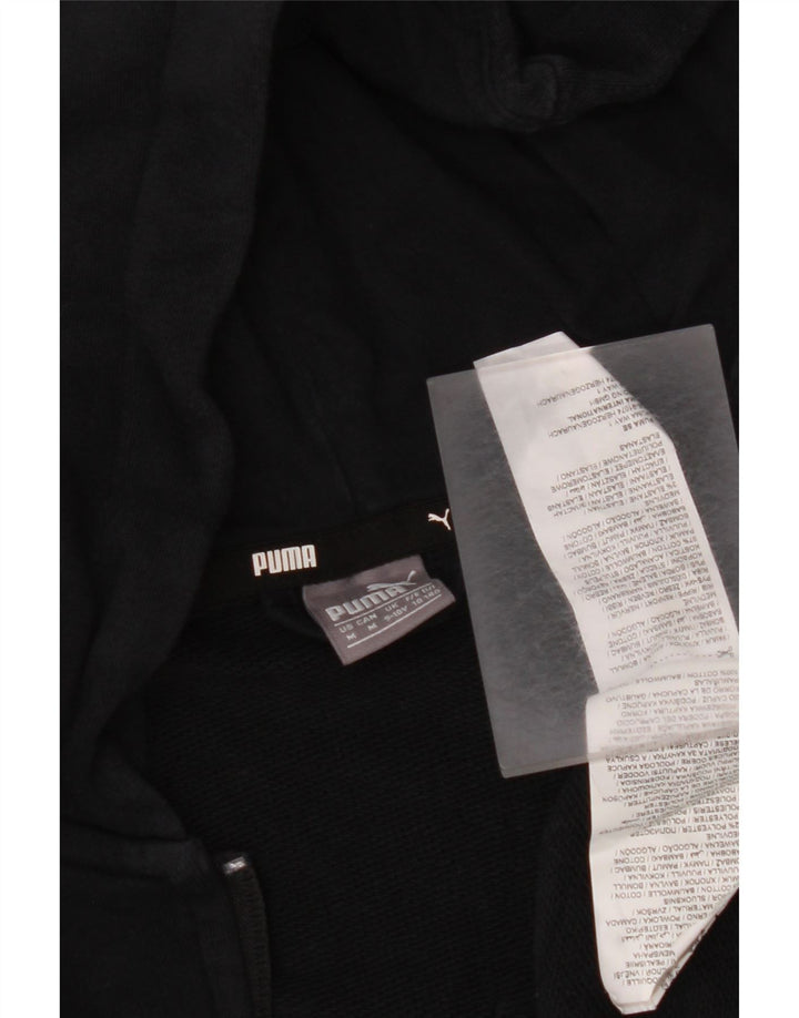 PUMA Boys Graphic Zip Hoodie Sweater 9-10 Years Black Cotton