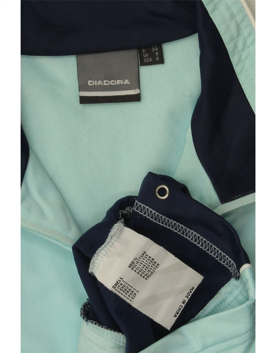 DIADORA Womens Oversized Tracksuit Top Jacket UK 8 Small Blue Colourblock