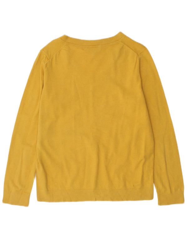 Tommy Hilfiger Womens V-Neck Jumper Sweater UK 12 Medium Yellow Cotton
