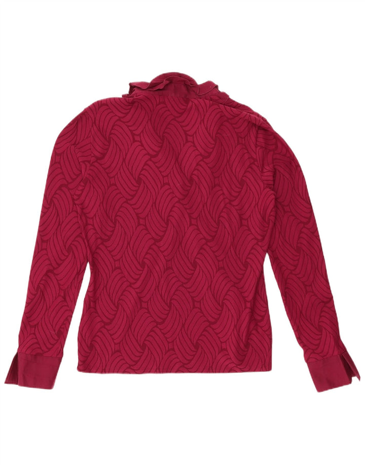 NARACAMICIE Womens Top Long Sleeve UK 14 Large Burgundy Geometric