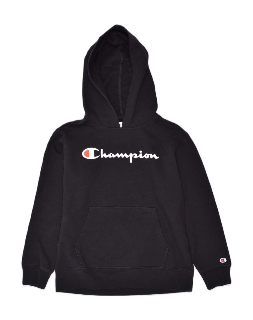 CHAMPION Boys Graphic Hoodie Jumper 12-13 Years Black Cotton | Vintage Champion | Thrift | Second-Hand Champion | Used Clothing | Messina Hembry 