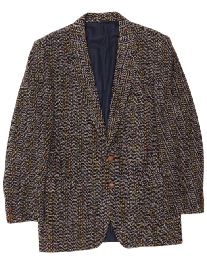 Vintage Mens Blazer Jacket IT 50 Large Multicoloured Herringbone Wool