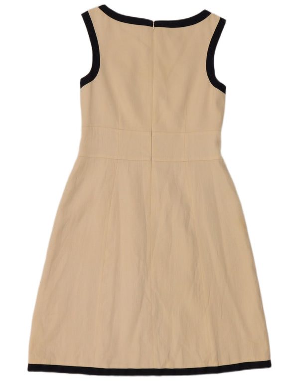 L.K. Bennett Womens Sleeveless A-Line Dress UK 12 Medium Beige Colourblock