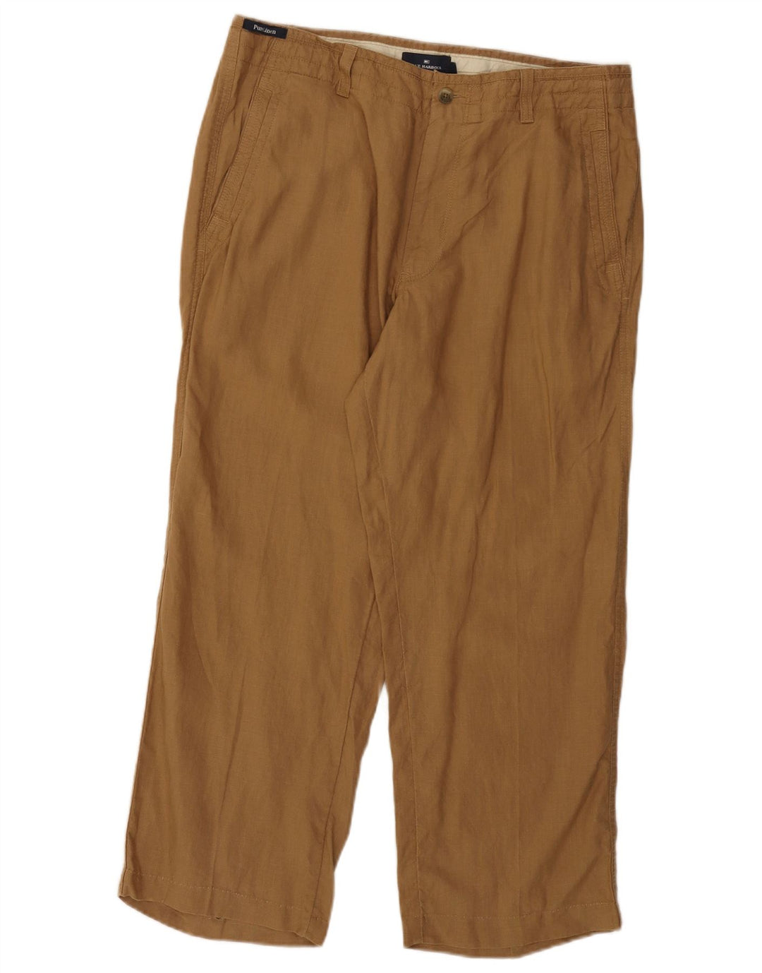 Marks & Spencer Mens Blue Harbour Straight Chino Trousers W36 L26 Brown