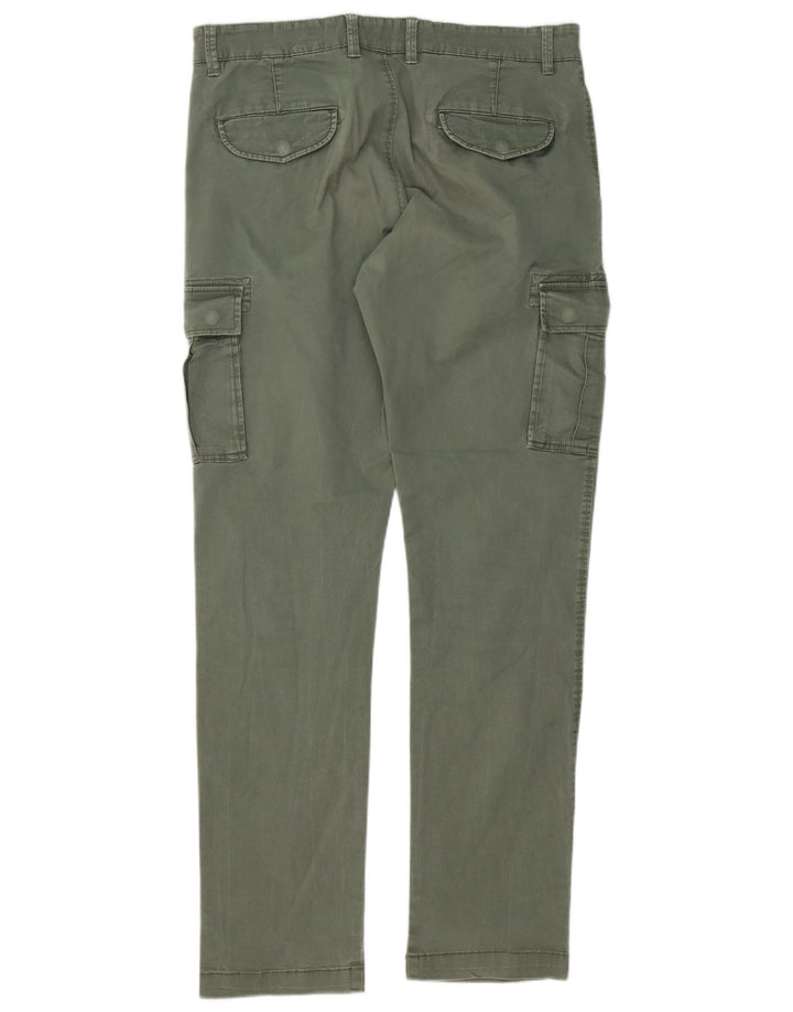 OVS Mens Slim Cargo Trousers IT 48 Medium W34 L33 Green Cotton