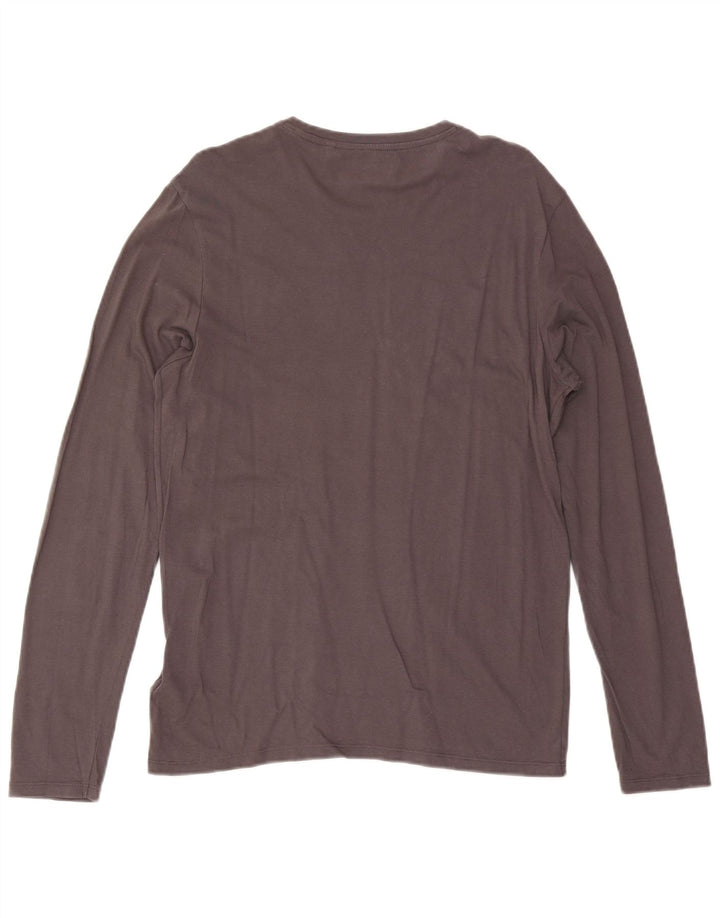 Guess Mens Graphic T-Shirt Long Sleeve Small Grey Cotton
