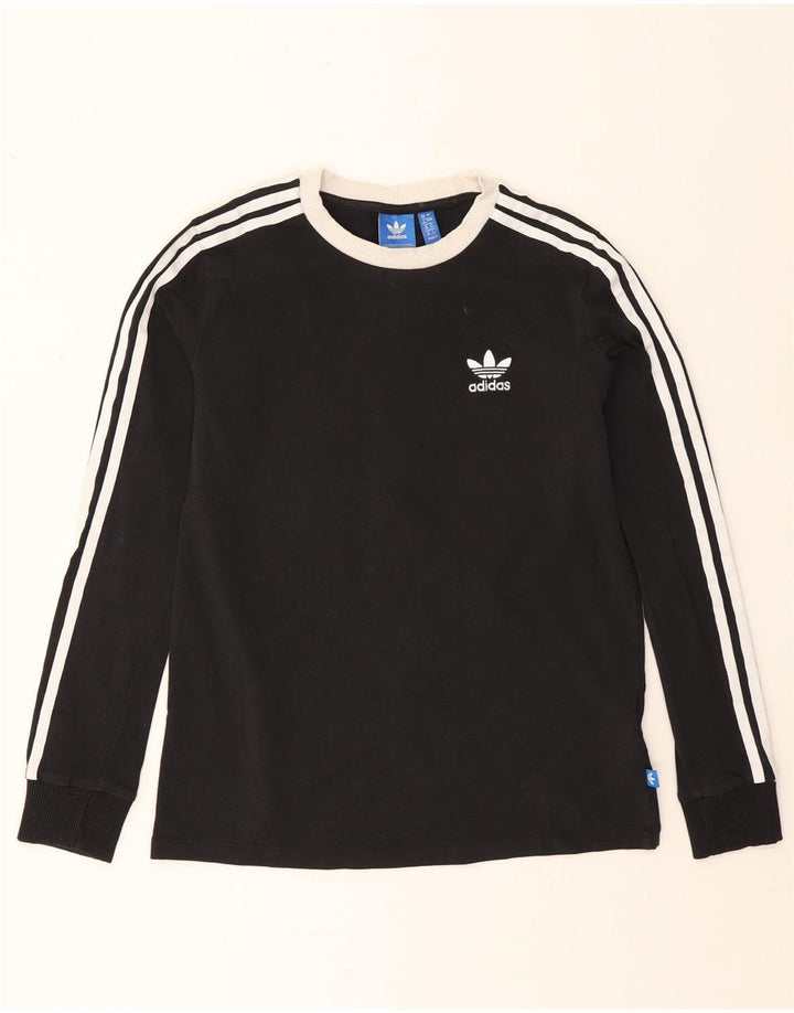 Adidas Womens Top Long Sleeve UK 12 Medium Black Cotton