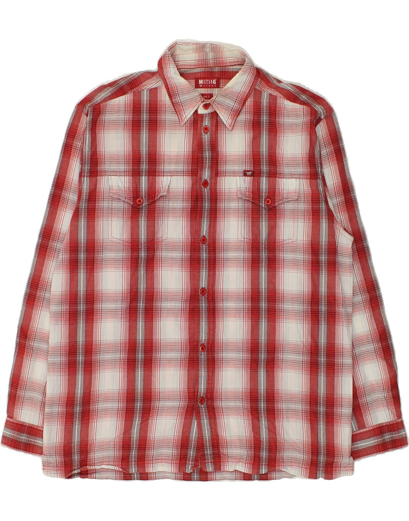 MUSTANG Mens Shirt Large Red Check | Vintage Mustang | Thrift | Second-Hand Mustang | Used Clothing | Messina Hembry 