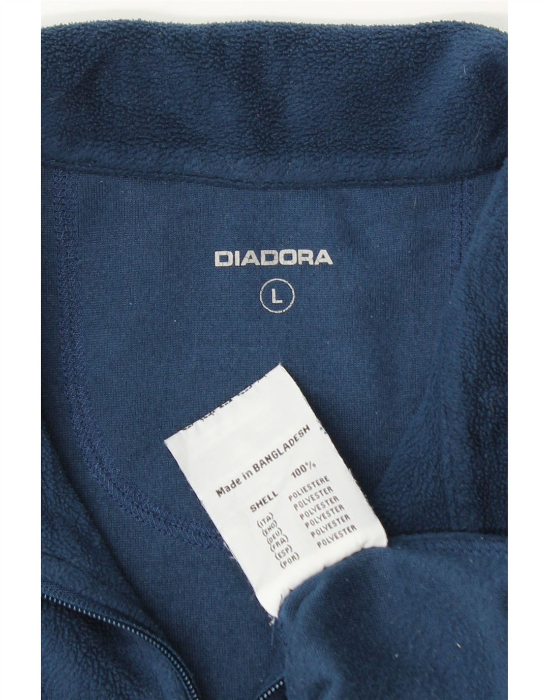 Diadora Mens Zip Neck Fleece Jumper Large Navy Blue Polyester