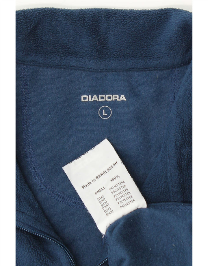Diadora Mens Zip Neck Fleece Jumper Large Navy Blue Polyester