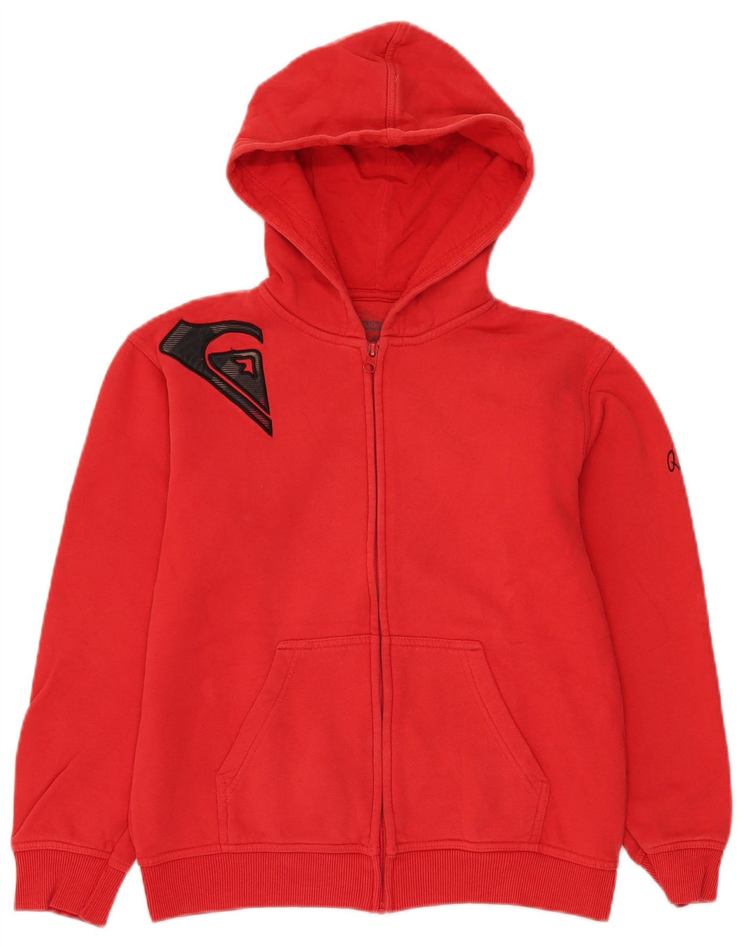 QUIKSILVER Girls Graphic Zip Hoodie Sweater 13-14 Years Red Cotton