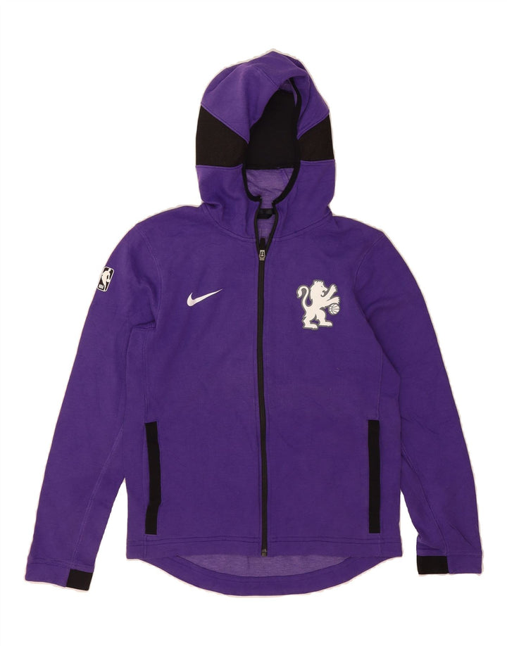 NIKE Boys Dri Fit Zip Hoodie Sweater 10-11 Years Medium Purple Polyester Vintage Nike and Second-Hand Nike from Messina Hembry 
