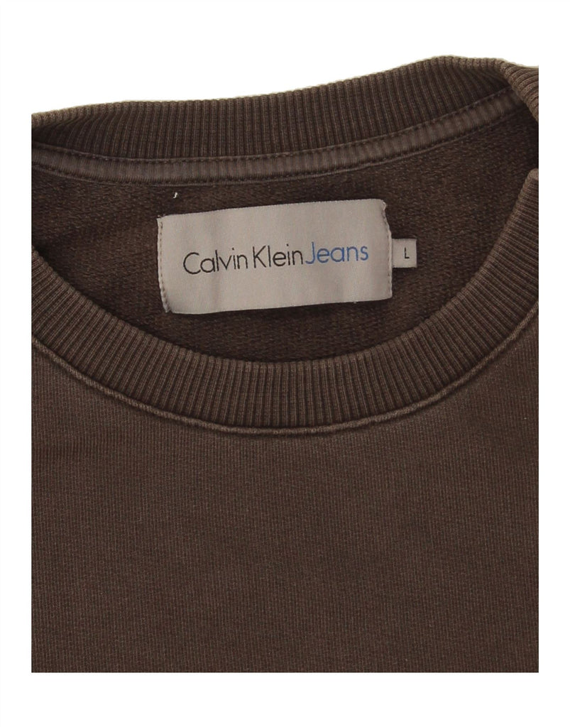 CALVIN KLEIN JEANS Mens Graphic Sweatshirt Jumper Large Black Vintage Calvin Klein Jeans and Second-Hand Calvin Klein Jeans from Messina Hembry 