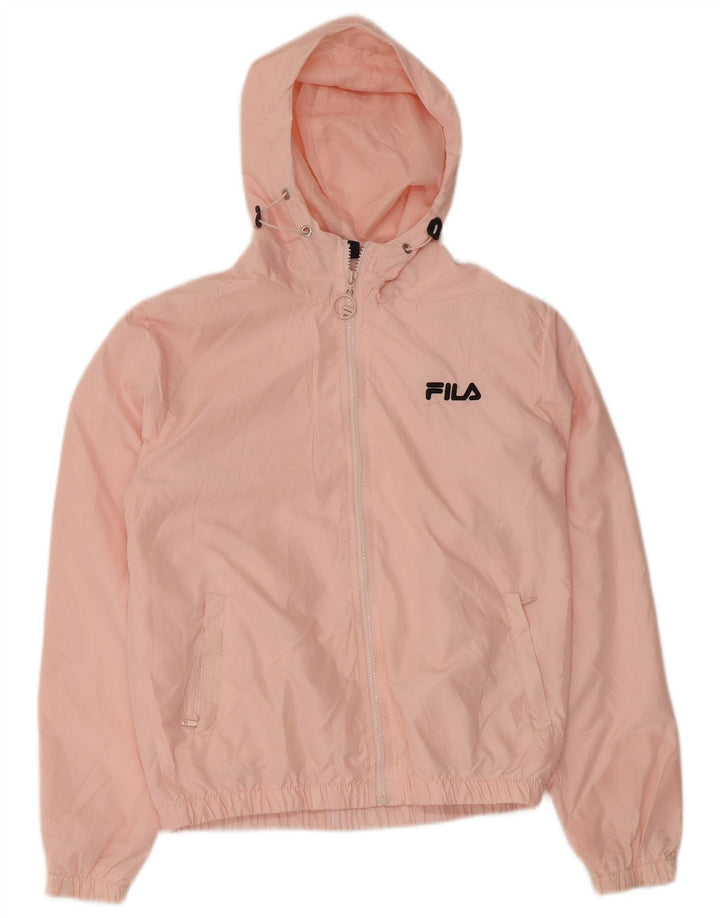 Fila Womens Hooded Oversized Rain Jacket UK 6 XS Pink Polyester