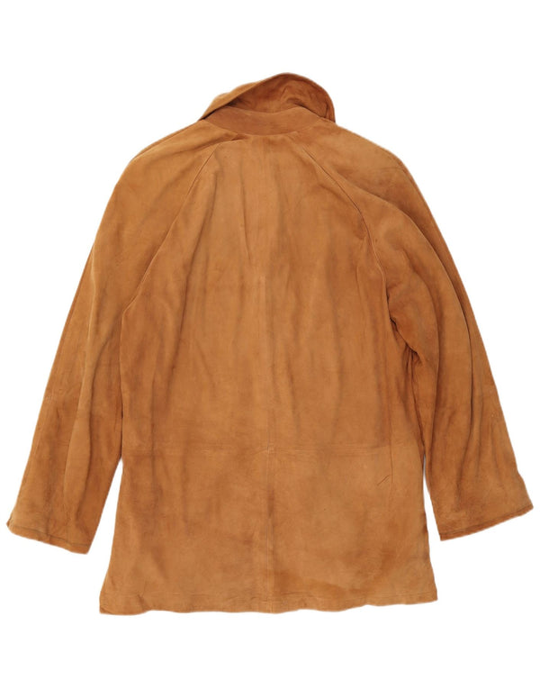 VINTAGE Womens Suede Jacket IT 42 Medium Beige Leather