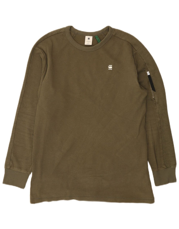 G-Star Mens Top Long Sleeve Large Khaki Cotton