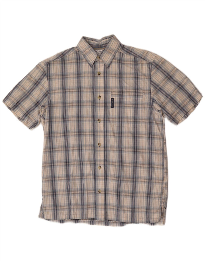 Columbia Mens Short Sleeve Shirt Medium Blue Check Cotton
