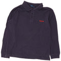 Reebok Mens Long Sleeve Polo Shirt Medium Navy Blue Cotton