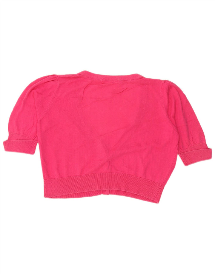 Marks & Spencer Womens Crop Short Sleeve Cardigan Sweater UK 14 Medium Pink