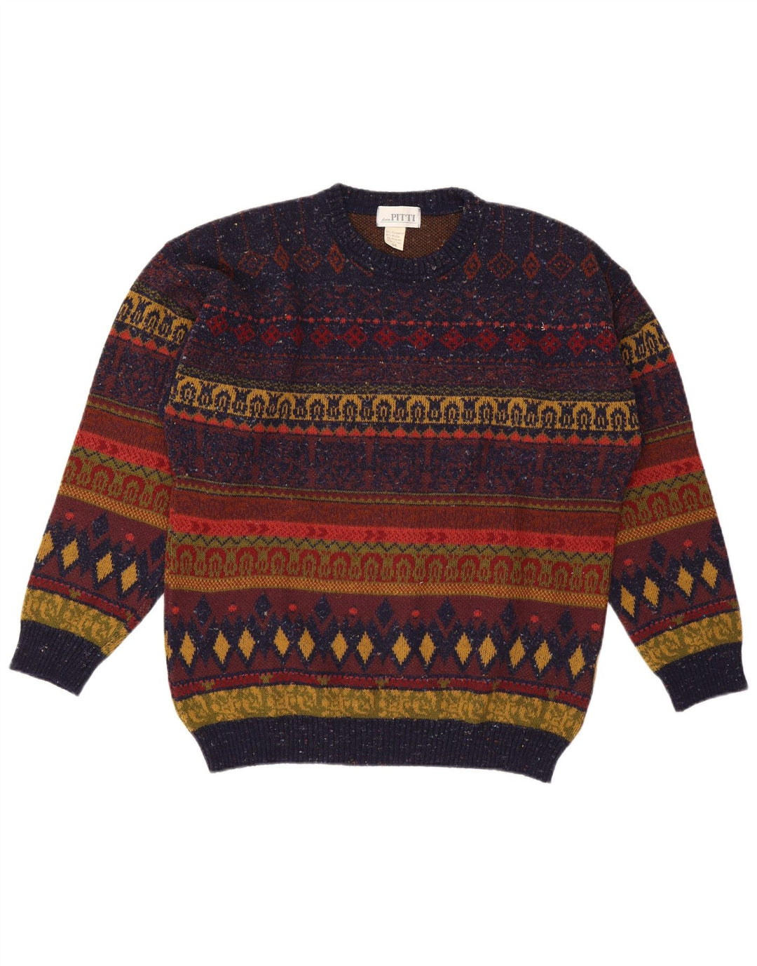 Pitti Mens Crew Neck Jumper Sweater IT 54 XL Multicoloured Fair Isle