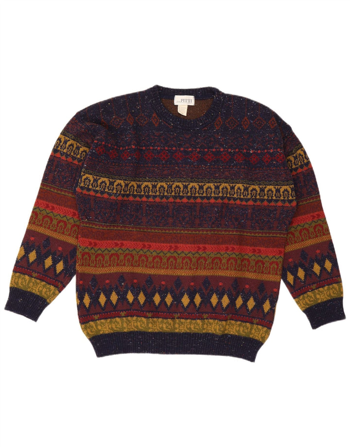 Pitti Mens Crew Neck Jumper Sweater IT 54 XL Multicoloured Fair Isle