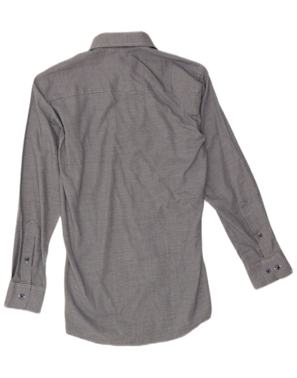 Calvin Klein Mens Slim Fit Shirt Size 37 Small Navy Blue Geometric Cotton