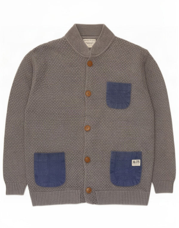 Jack & Jones Mens Cardigan Sweater XL Grey Colourblock Cotton