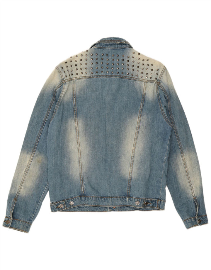 Vintage Mens Distressed Denim Jacket UK 42 XL Blue Cotton