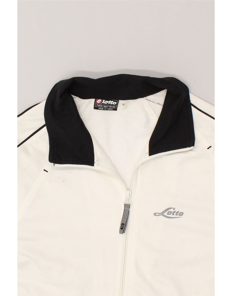 LOTTO Mens Tracksuit Top Jacket Medium White Colourblock Cotton | Vintage Lotto | Thrift | Second-Hand Lotto | Used Clothing | Messina Hembry 