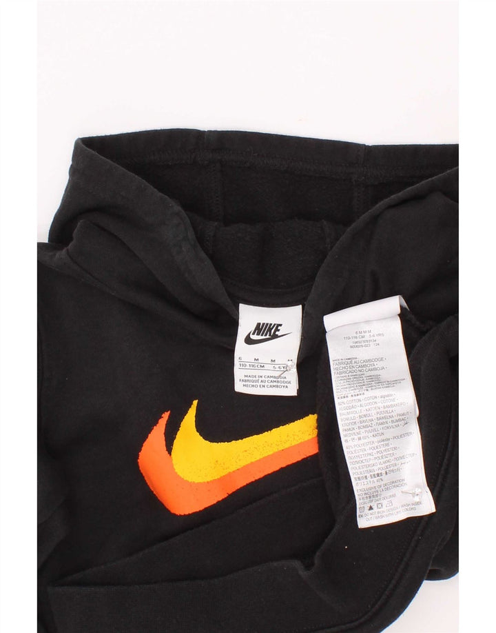 Nike Boys Graphic Hoodie Jumper 5-6 Years Medium Black Cotton