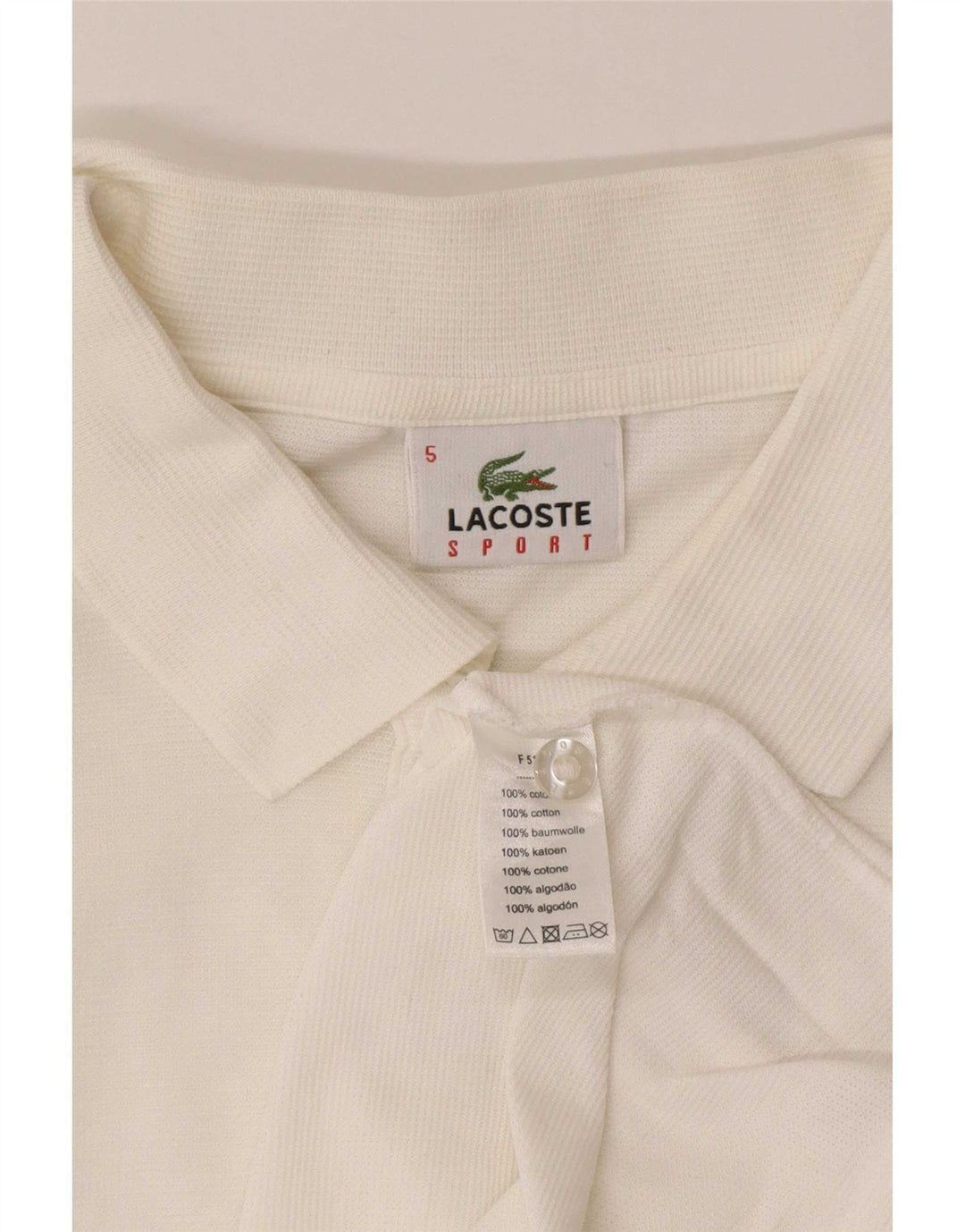 Lacoste Mens Polo Shirt Size 5 Large White Cotton