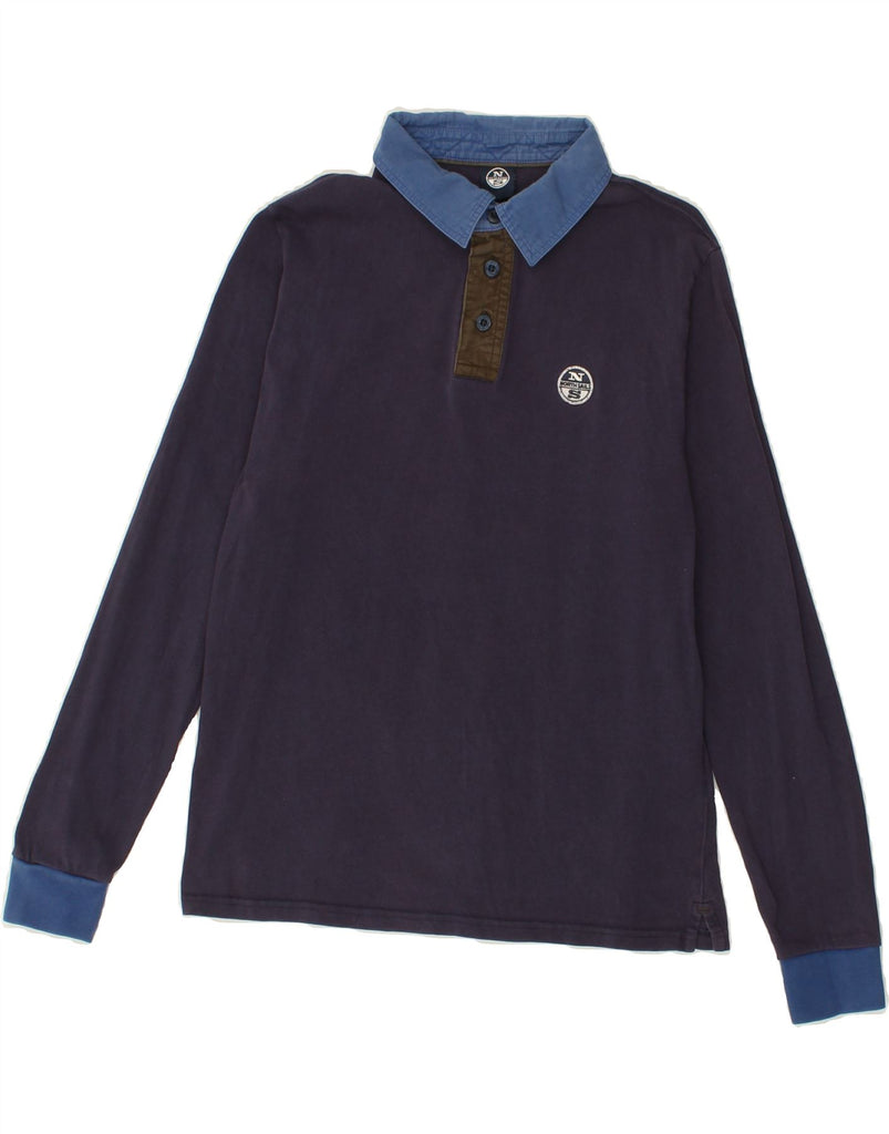 NORTH SAILS Mens Long Sleeve Polo Shirt XS Purple Colourblock Cotton Vintage North Sails and Second-Hand North Sails from Messina Hembry 