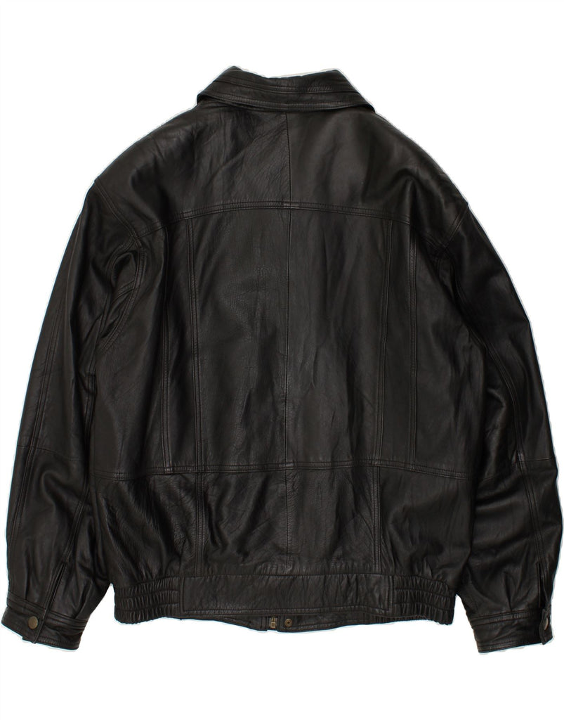 VINTAGE Mens Leather Jacket IT 52 XL Black Leather | Vintage Vintage | Thrift | Second-Hand Vintage | Used Clothing | Messina Hembry 