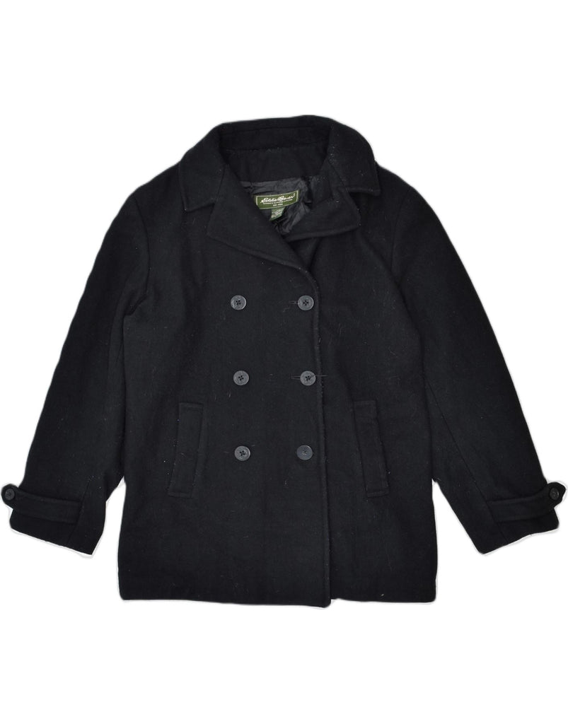 EDDIE BAUER Womens Pea Coat UK 14 Large Black Wool | Vintage | Thrift | Second-Hand | Used Clothing | Messina Hembry 