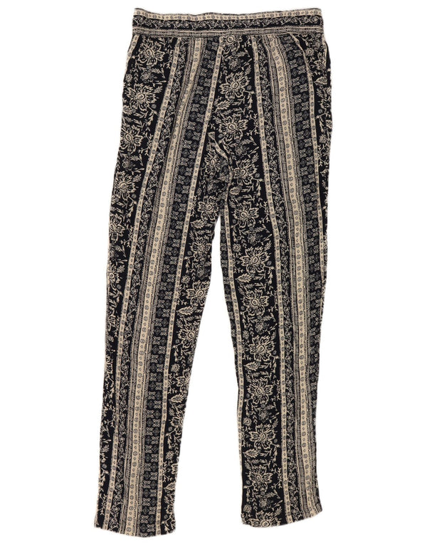 Marks & Spencer Womens Slim Trousers UK 12 Medium W32 L29 Navy Blue Floral