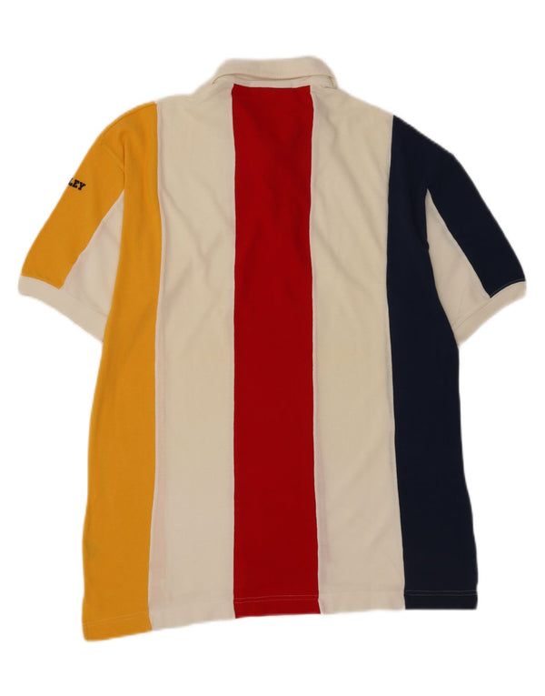 Sisley Mens Polo Shirt Large Multicoloured Striped Cotton