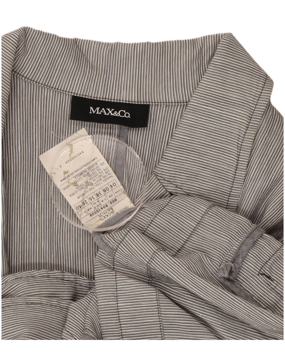 Max & Co. Womens 3/4 Sleeve Blazer Jacket UK 8 Small Blue Pinstripe