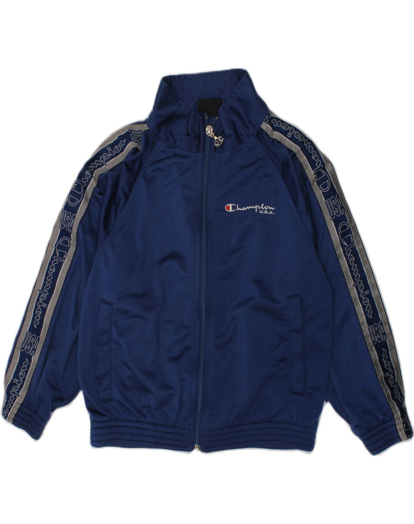 CHAMPION Boys Graphic Tracksuit Top Jacket 5-6 Years Navy Blue Polyester | Vintage Champion | Thrift | Second-Hand Champion | Used Clothing | Messina Hembry 