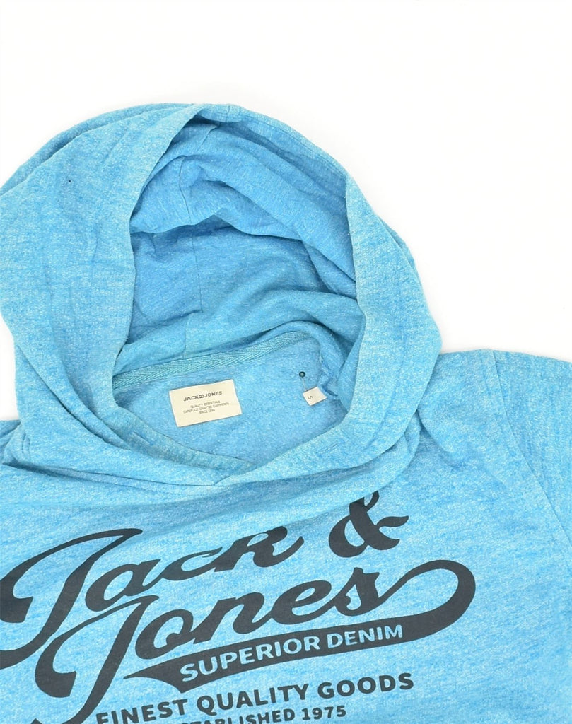 JACK & JONES Mens Graphic Hoodie Jumper Small Blue Cotton | Vintage Jack & Jones | Thrift | Second-Hand Jack & Jones | Used Clothing | Messina Hembry 