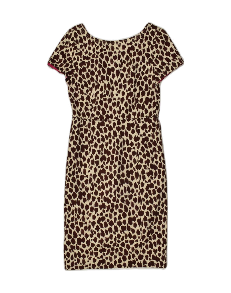 J. CREW Womens Sheath Dress UK 6 XS Brown Animal Print Cotton | Vintage J. Crew | Thrift | Second-Hand J. Crew | Used Clothing | Messina Hembry 