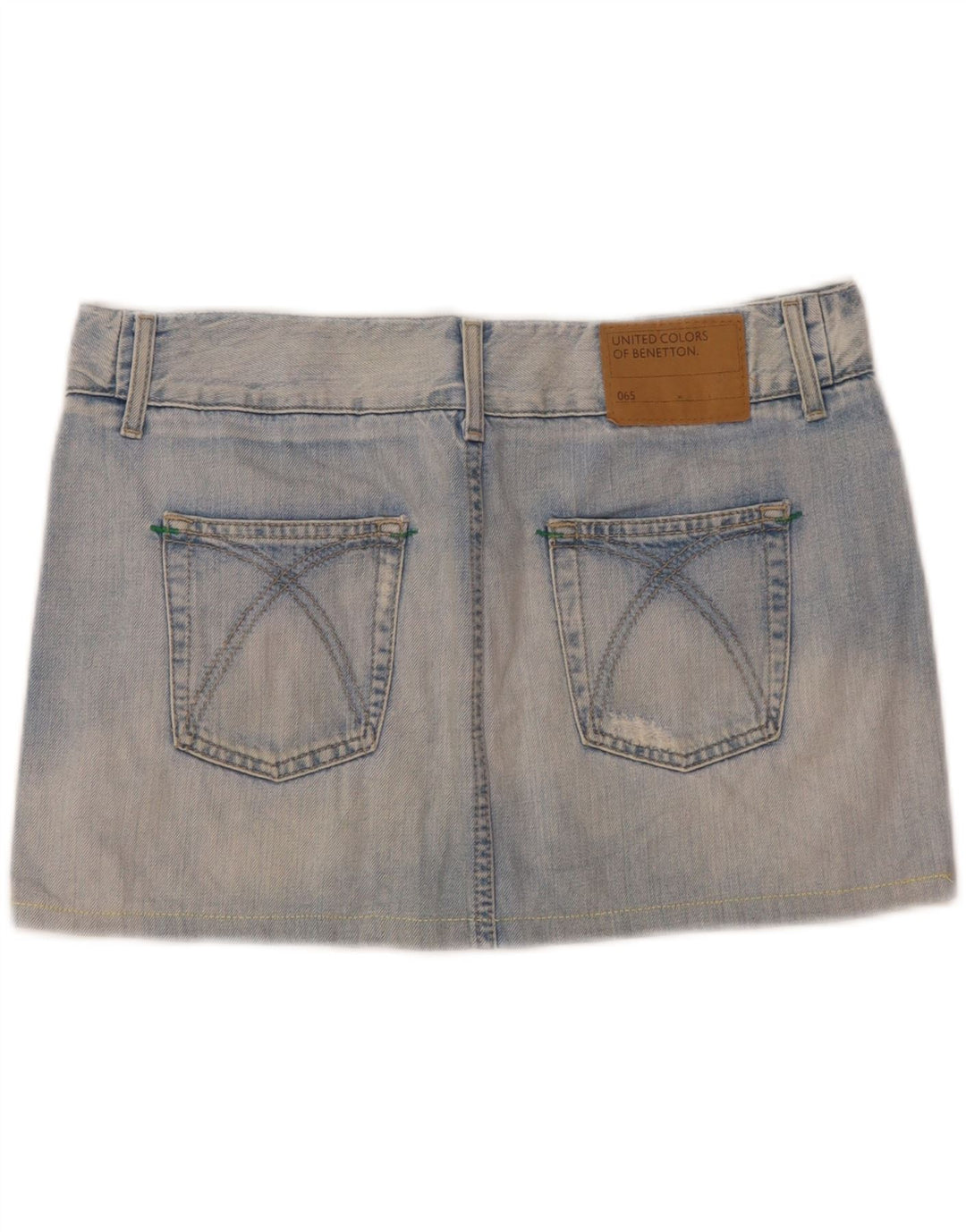 Benetton Womens Denim Mini Skirt IT 46 Large W35  Blue Cotton