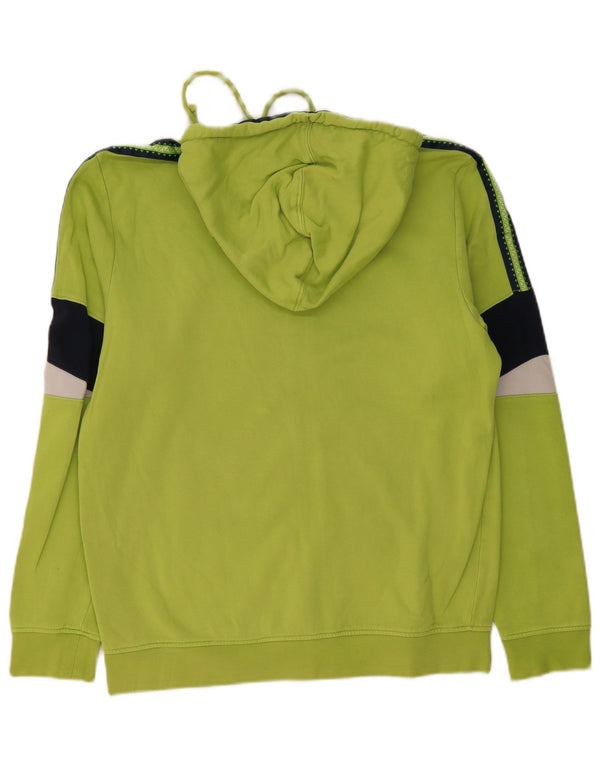 Diadora Mens Zip Hoodie Sweater Medium Green Colourblock Cotton
