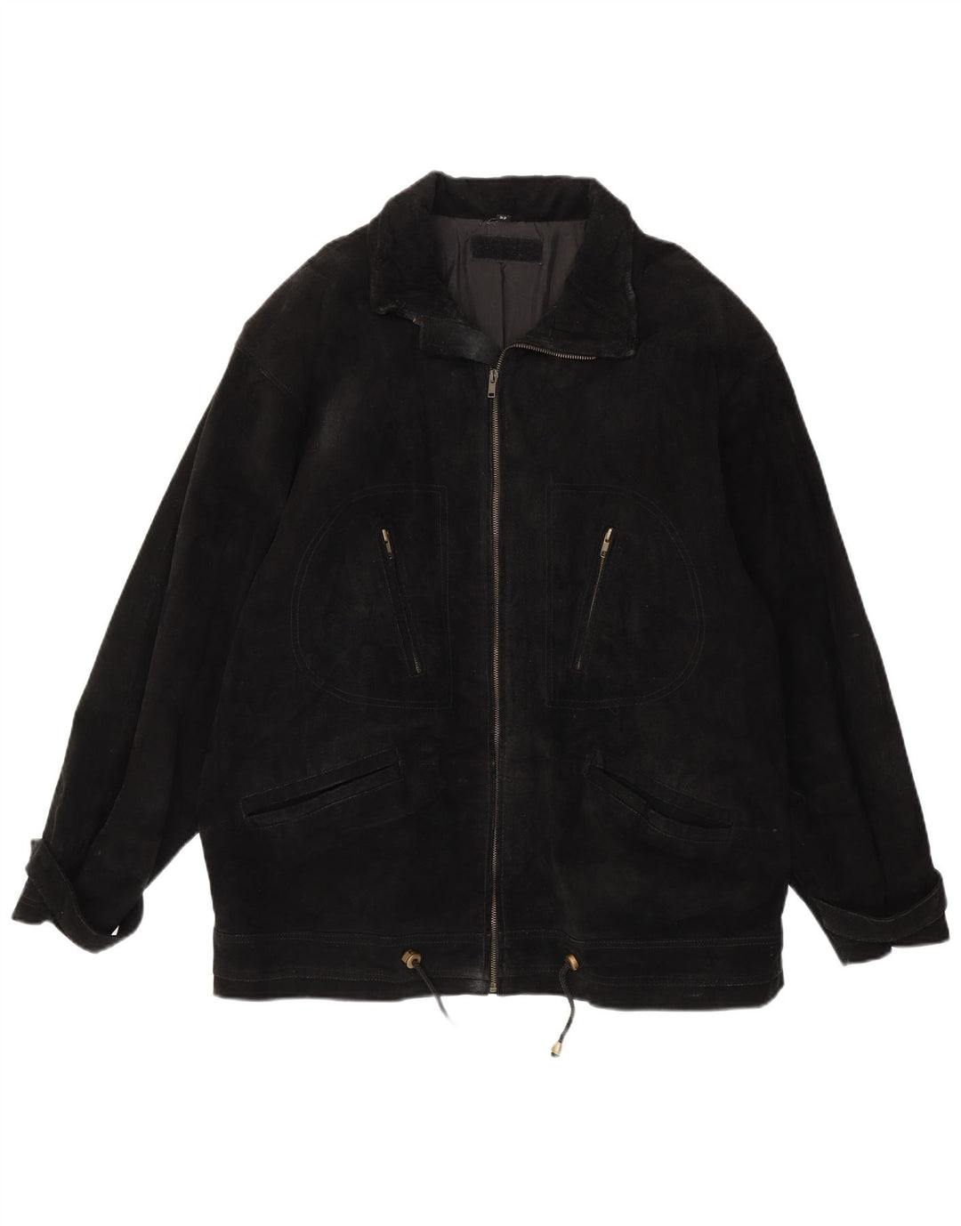 Vintage Mens Suede Jacket EU 52 XL Black Leather
