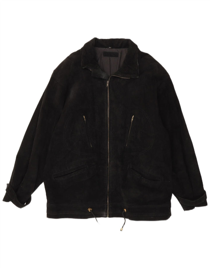 Vintage Mens Suede Jacket EU 52 XL Black Leather
