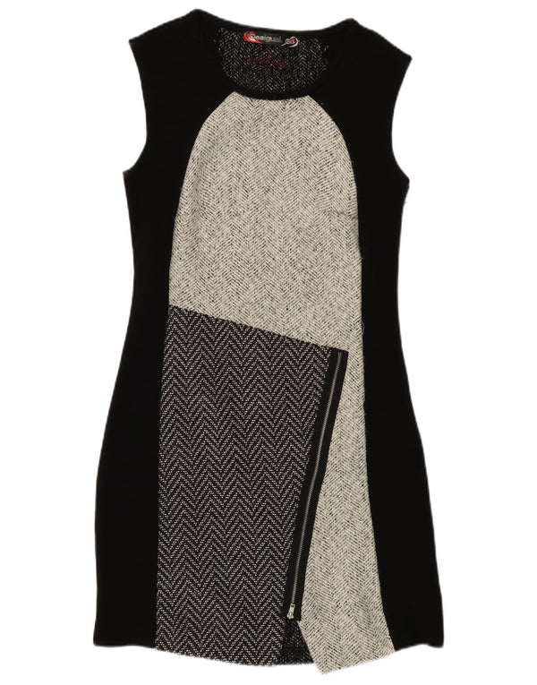 Desigual Womens Sleeveless Sheath Dress EU 42 Large Black Colourblock