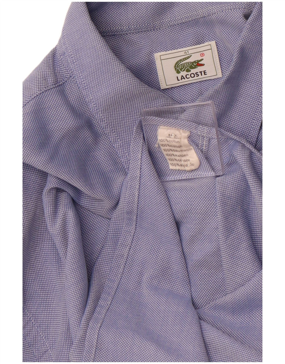 LACOSTE Mens Short Sleeve Shirt Size 41 Large Blue Cotton