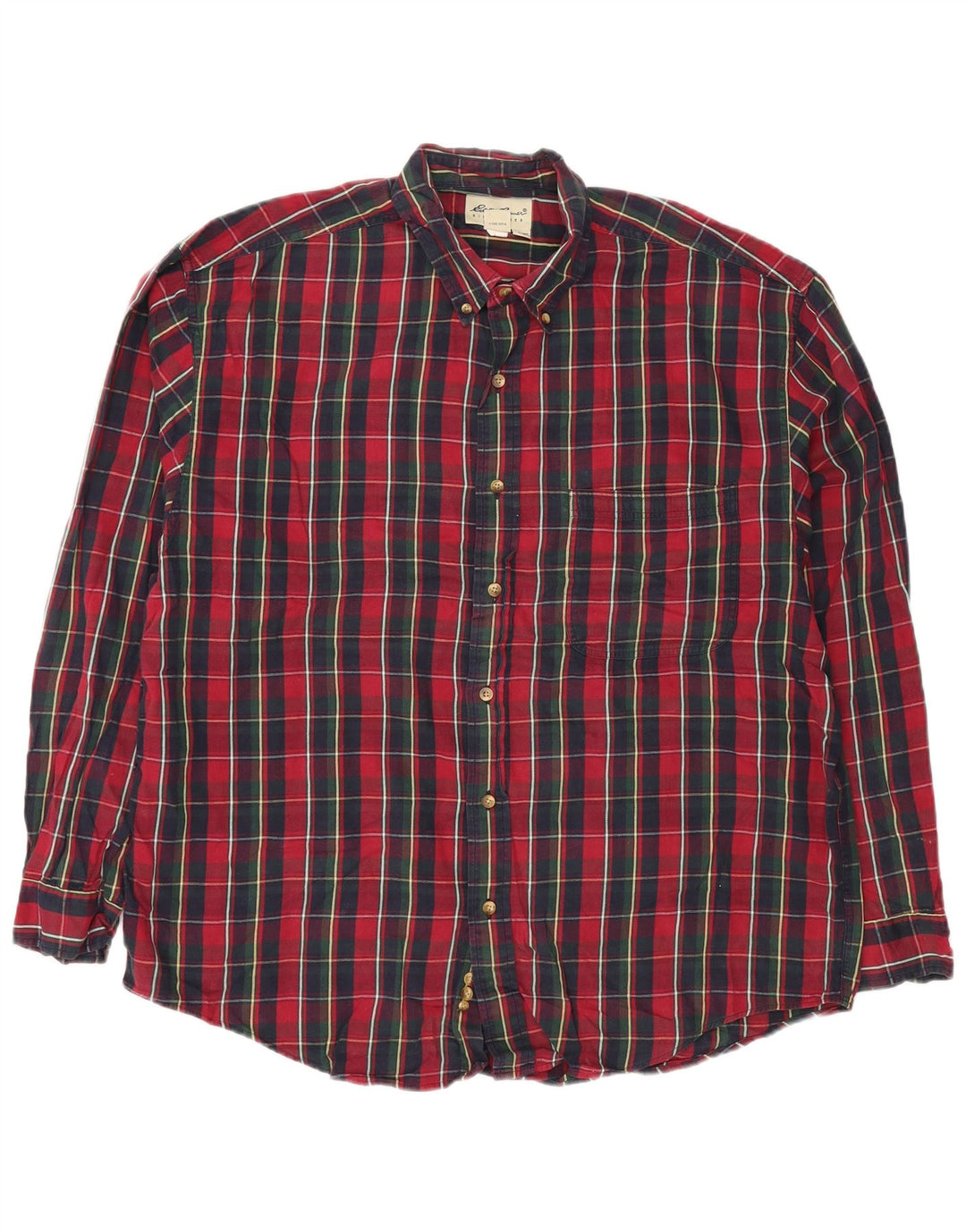 EDDIE BAUER Mens Flannel Shirt Large Red Check Cotton
