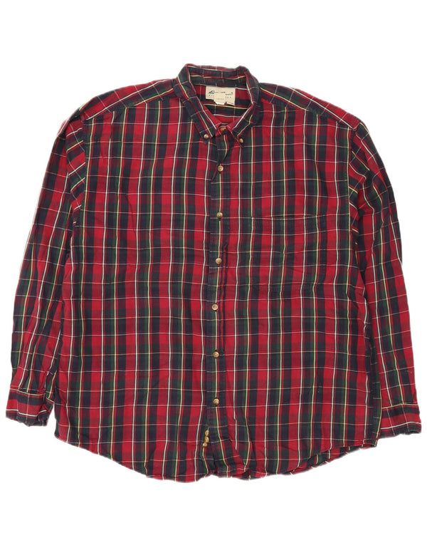 EDDIE BAUER Mens Flannel Shirt Large Red Check Cotton