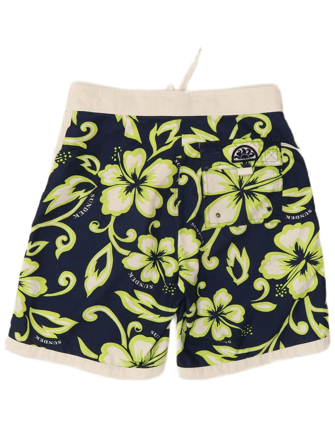 Sundek Mens Graphic Swimming Shorts Medium Navy Blue Floral Polyester