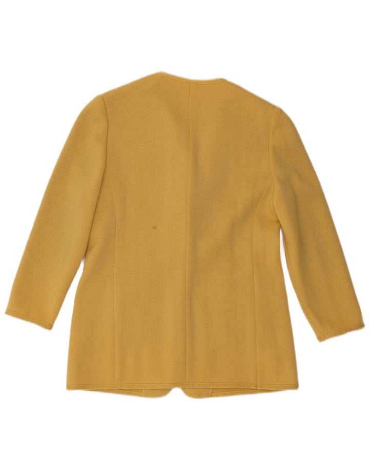 Luisa Spagnoli Womens 1 Button Knit Blazer Jacket UK 10 Small Yellow Wool